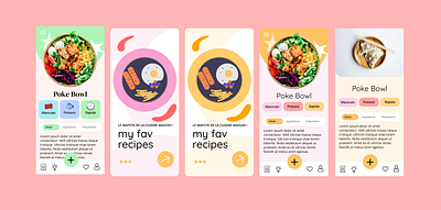 Different designs for a recipe app food mobile ui ux