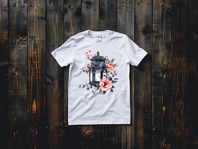 Lantern Adorned Floral Clipart Illustration branding clipart design graphic design illustration t shirt