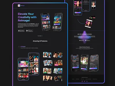 Mobile App Landing page ai ai app design ai mobile app app landing app store black app design black design branding design figma graphic design interface design ios landing landing page marketing landing minimalist mobile app ui uiux