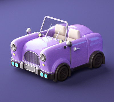 Purple mini car 3d
