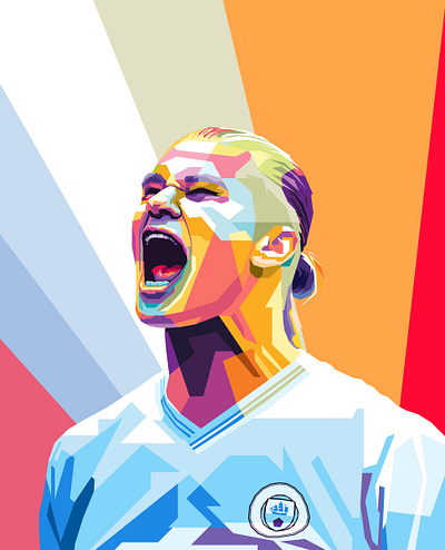 Haaland wpap pop art art avatar cartoon cover design football illustration magazine man city pop art soccer sport striker vector