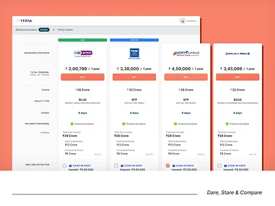Comparison Screen app branding buy comparison figma icons insurance price price comparison product product design saas software startup ui uidesign uiux uiux design ux uxdesign