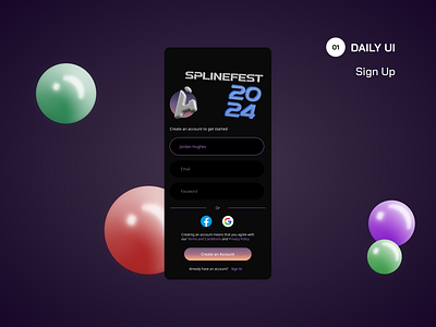 Sign up - Daily UI 3d daily ui design form sign up