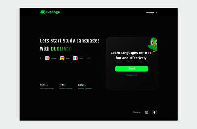 Duolingo Single Page UI Redesign design ui uiux web site