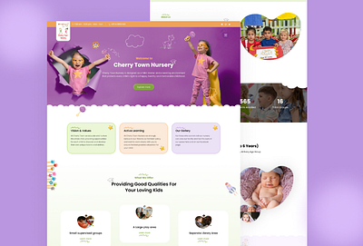 Kids School landing page app branding design graphic design illustration kids landing page logo playway theme school theme design trending design typography ui uidesign ux vector