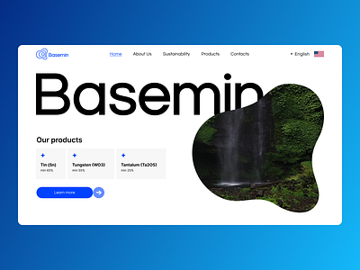 Landing page for Basemin animation blue forest landing page light minimal nature ui ux