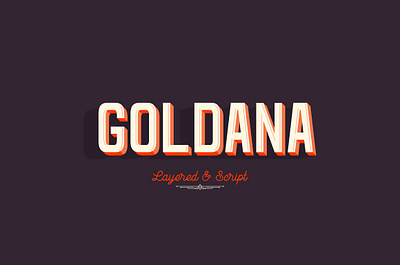 Goldana Fonts + extras advertising artdeco badge deco display dropstripes emboss extrude font header headline inline latin layered layered font modern shadow titling vintage