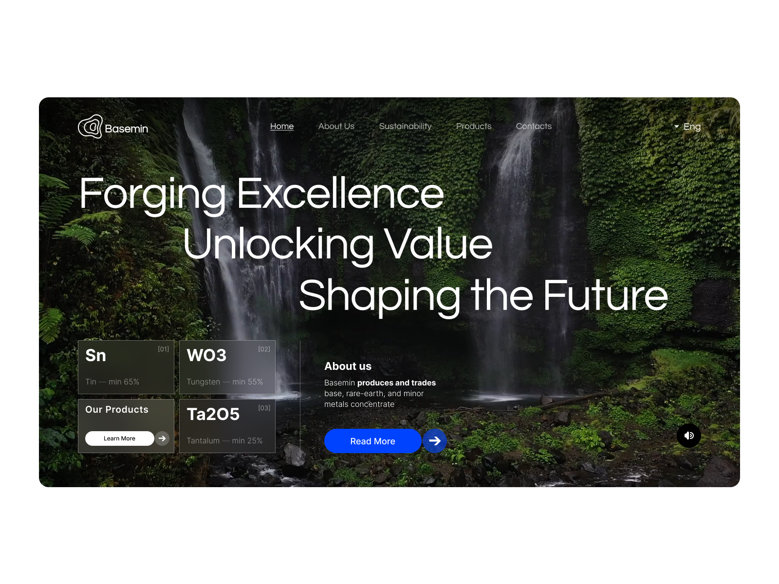 Landing page for Basemin animation forest green landing nature ui ux
