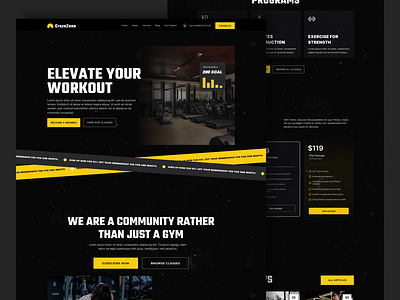 CarzeZone Gym Website fitness programs gym equipment gym website membership options personal training special offers uiux design virtual training website design workout classes