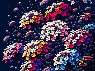 Verbena Night by Aravind Reddy Tarugu aravind art artistic flora blossom vector botanical art colorful flowers designs detailed artwork floral vector flower close up garden illustration gradient flowers horticultural art illustrations nature illustration night bloom reddy tarugu vector verbena art