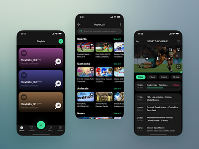 IPTV Smart Player | Mobile App airplay channel content entertainment features interface design iptv live tv mobile app phone playback playlists remote control smart player streaming television tv ui ux video