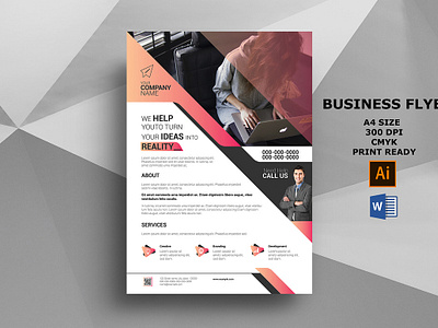 Minimal Corporate Flyer advertising business flyer clean corporate clean flyer company flyer corporate flyer custom flyer editable flyer template illustrator template minimal corporate flyer ms word poster print ready printable professional project promotional