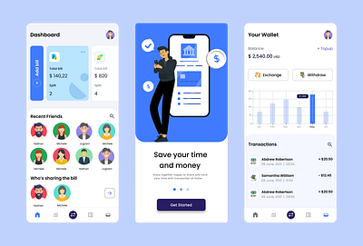 Payment Mobile App - UI/UX Design app branding design dribbbleshowcase fintech graphic design illustration mobileui paymentapp typography ui uiuxdesign userexperience ux