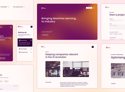 New Gradient - Webflow design for an AI consultancy agency ai branding consultancy des design gradient graphic design illustration logo typography ui ux webflow