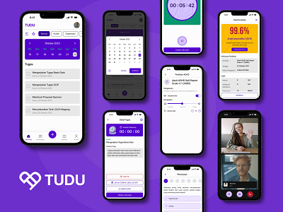 TUDU App - Task Management App adhd app app design calender clean dates design inspiration mental health minimalist mobile design modern purple task management timer to do tudu ui ui design ux