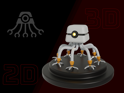 3D Robot 2d 2d to 3d 3d 3d art 3d robot art blender design graphic design illustration modeling robot