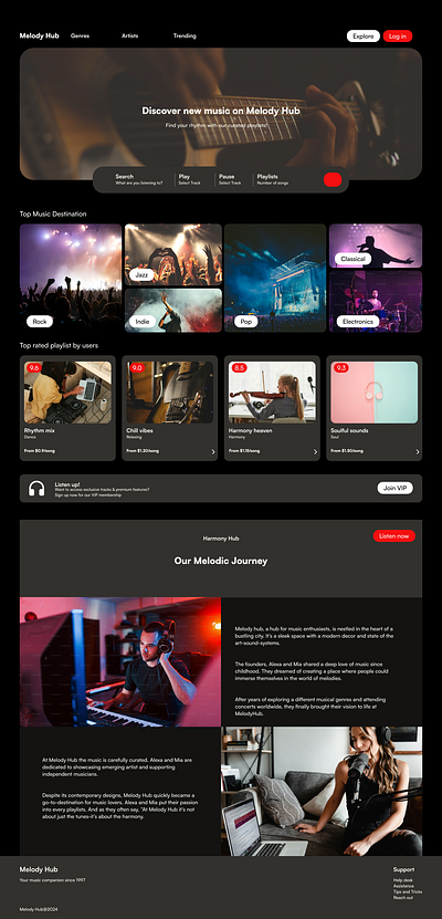 Melody Hub - Landing Page 003 dailyui exciting landingpage melodyhub musicapp ui