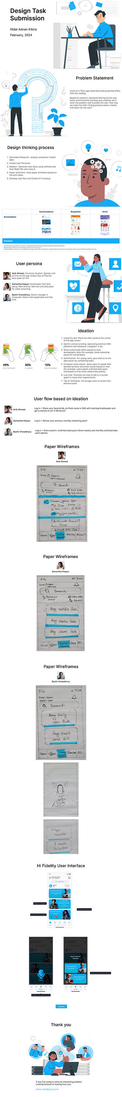 Design task submission for Telco App design task grameenphone job mobile app design problem solving task submission telco ui user experience design ux