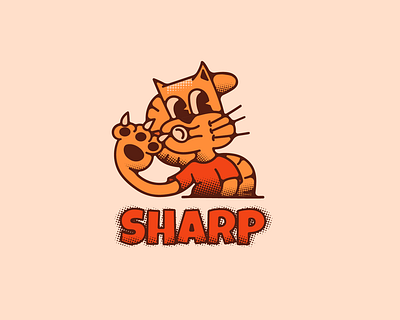 Sharp 2d 80s cat design graphic design halftone sharp