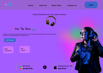 MUSIC STREAMING LANDING PAGE ui