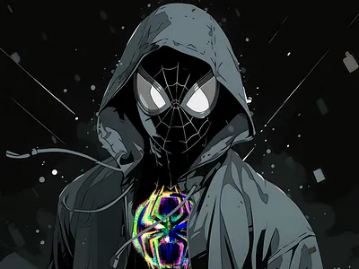 Spiderman Background w/ Glitch Logo graphic design