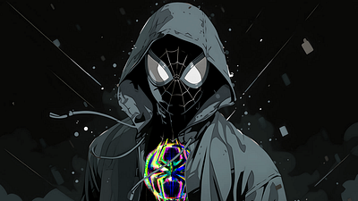 Spiderman Background w/ Glitch Logo graphic design