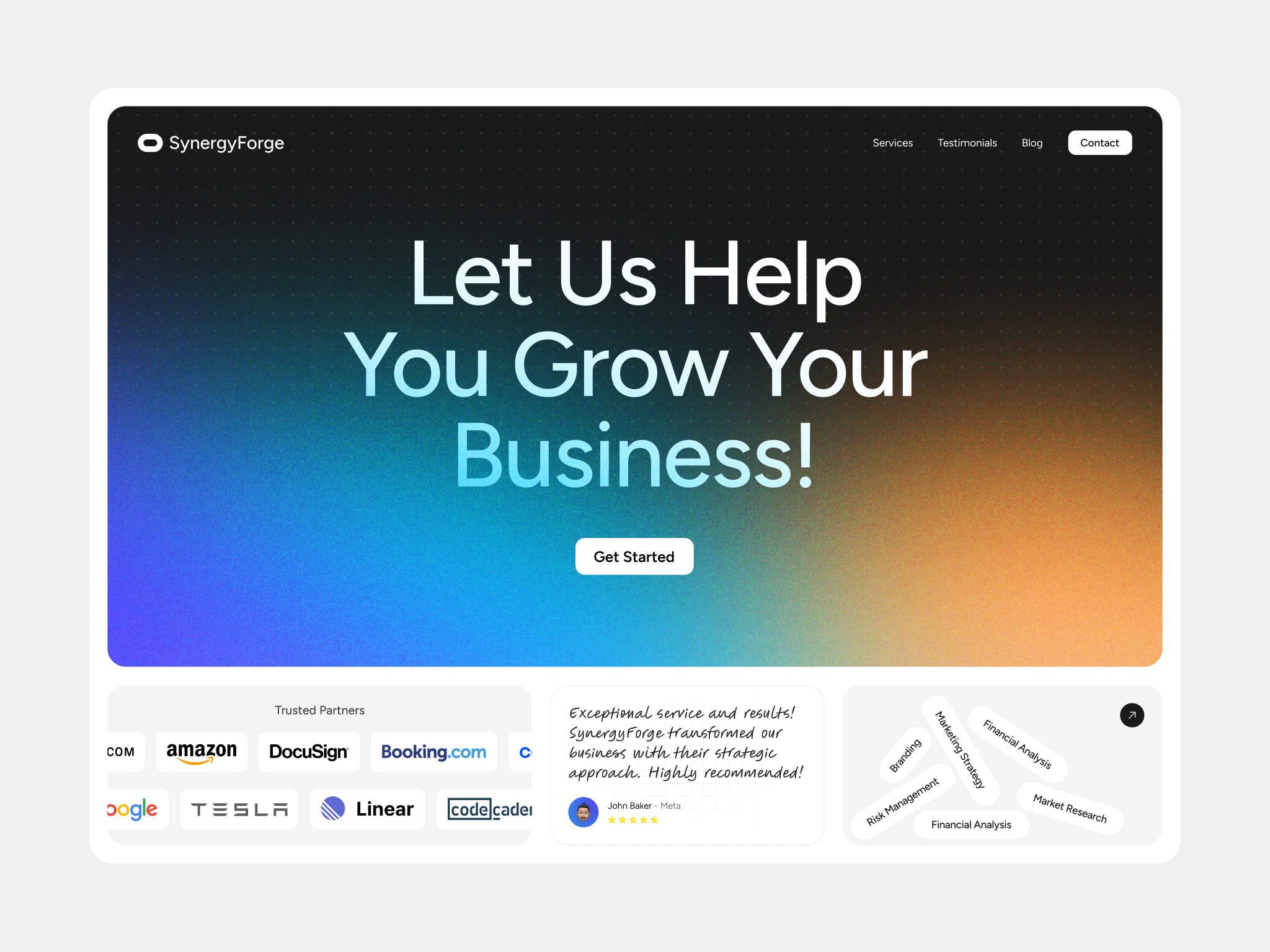 Concept: Business Consultant Hero bento business chips consultant design gradient hero services ui website