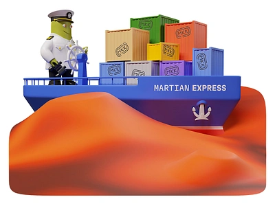 Kubernetes Kit 01 3d b3d blender boat box captain cargo character cycles design express illustration kit kubernetes martian planet render ship web