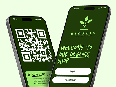 Mobile app for a grocery shop powered by OktoPOS app design farmer products friendly green groceries grocery app grocery shop mobile app mobile app design mobile design nature oktopos organic organic products qr code shop shop app ui ux design
