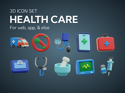HEALTH CARE 3D ICON SET 3d blender health care healthcare healthy icon illustration medic medical