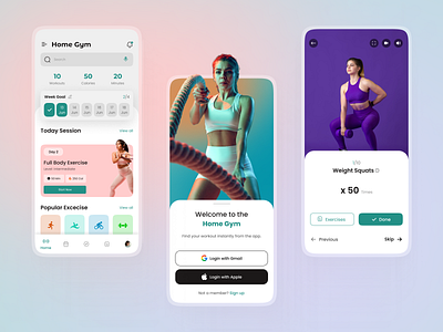 Gym App Design 3d app design branding graphic design gym gym app ui uiux user interface ux