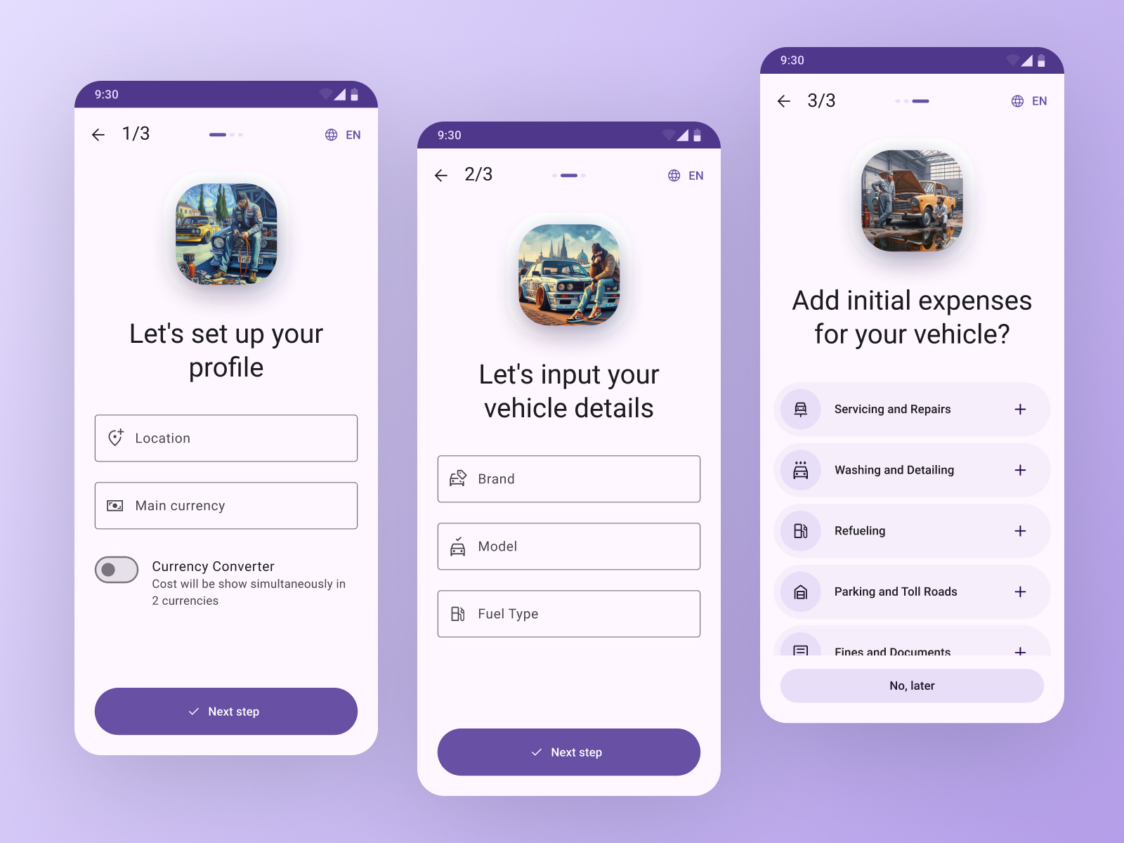 App for tracking car expenses (Onboarding) by Bohdan Fedosiienko on ...