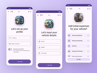 App for tracking car expenses (Onboarding) app mobile mobileapp onboarding ui