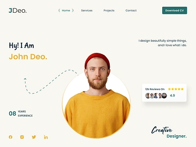 John Deo - Personal Portfolio Hero Section design figma graphic design hero section personal portfolio showcase ui website
