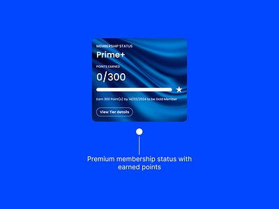UI Card for Membership Status acheivements blue figma gamification mobile app premium rewards ui ui design ui kit uiux ux ux design web design