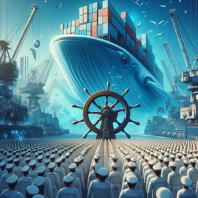 Docker with Kubernetes Ai Generated Image 3d animation army blue container design devops docker helm kubernetes port sea whale