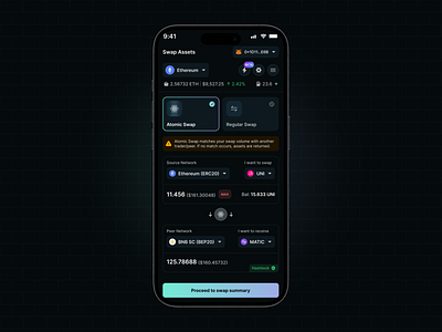 Atomic Swap blockchain crypto defi design figma product ui
