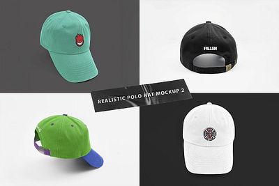 Realistic Polo Caps Mockup 2 apparel baseball baseball cap baseball hat dad cap hat hat mockup hat template mockups polo cap polo hat polo hat mockup realistic polo caps mockup 2 template