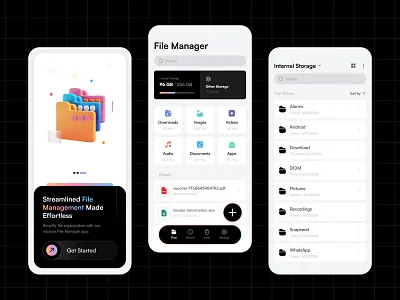 File Manager Mobile App app ui design file manager files folder google drive landing page mobile app modern storage storage app ui uiux website