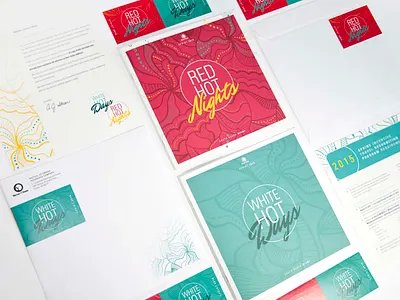 White Hot Days • Red Hot Nights bright brochure colorful illustration miami patterns south beach