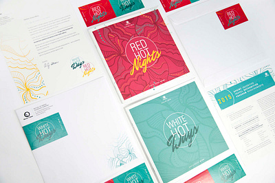 White Hot Days • Red Hot Nights bright brochure colorful illustration miami patterns south beach