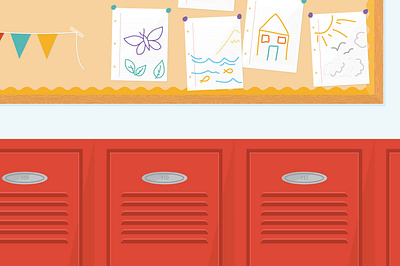 Lockers/Art: School Supplies Drive children colorful drive illustration school supplies