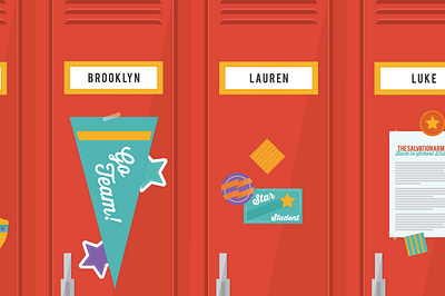 Lockers: School Supplies Drive bright children colorful illustration kids lockers school