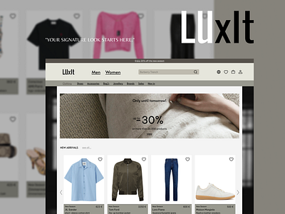 LuxIt I Clothing Store Web Design brand clothing store design fashion figma landing page online store ui uiux ux web design website