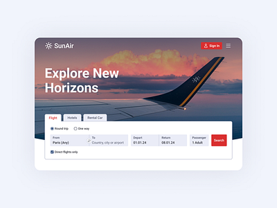 Home Page Design for Flight Booking App booking design figma flight ui ux website