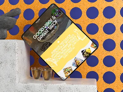 Mexican Restaurant Website Design for Tipsy Taco 3d blue bright food fun menu orange restaurant tacos typography ui ux web design webflow website