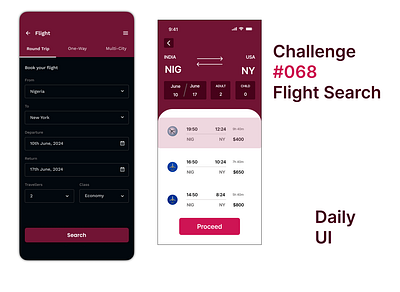 Daily UI Day 068, Flight Search app branding design graphic design ui ux