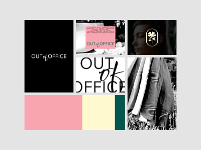 Out of Office / brand identity brand brand design brand designer brand identity branding color color palette design feminine graphic design layout linocut logo logomark logotype palette typography webdesign
