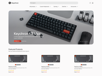 Keychron Landing Page Redesign balance branding design designer e commerce figma hierarchy illustration keyboard landing landing page logo online redesign shop typography ui ui ux design ux web design