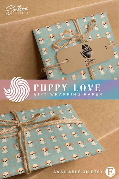 Puppy Love Wrapping Paper #01 branding design graphic design illustration